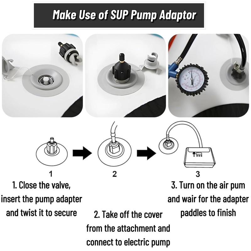 2Pcs Air Pump Inflator, Heads Inflator Adapter Surfboard Paddle Board
