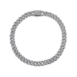 TOPGRILLZ 8mm Cuban Link Anklets Bracelet for Women 6 Times 14K Gold Plated Fashion Foot Jewelry Gift(Silver, 11)