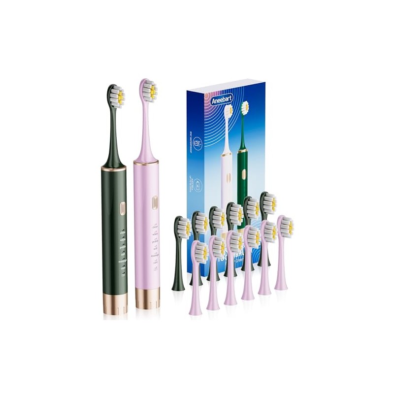 Aneebart Sonic 2 Pack Electric Toothbrush for Adults and Kids,