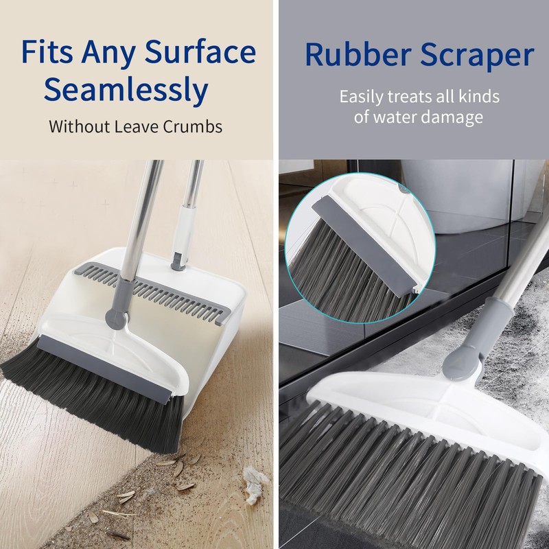 Broom with Dustpan Combo Set, 2 in 1 Broom and