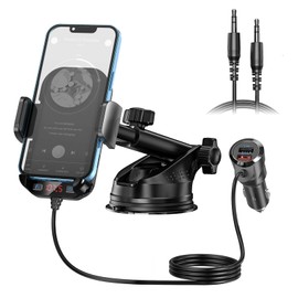 Magift 3IN1 Bluetooth Car Adapter- 5.3 FM Bluetooth Transmitter Phone Holder, [QC3.0 Fast Charging] [Strong Microphone][HiFi Bass Sound], Radio Music Player Supports Hands-Free Siri Google Assistant