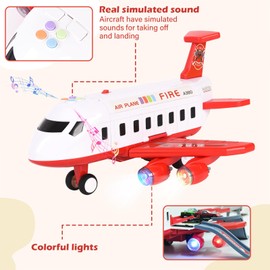 Tyyseis Airplane Race Track Kids Toys with Lights and Sound,Foldable 4 Layer Track Toy Set,Aairplane with Game Mat, Airplane Racing Cars,Christmas Birthday Gifts for Age 3 4 5 6+Years Old Boys Girls