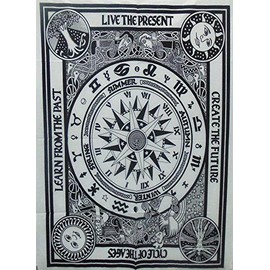 AVA Collections White CELTIC CYCLE OF AGES Tapestry Cotton Tie dye Wall Hanging Decoration Bohemian Hippie Picnic Throw Table Cover Celtic Gift Yoga Mat 40 x 30 inches (White)