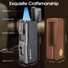 USEWIRE Cigar Lighter and Ashtray Set, Quad Windproof Jet Flame,