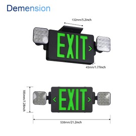 GZRUIYANG Black Housing Exit Sign with Emergency Lights Green, LED Emergency Exit Light with Battery Backup, UL 924 Certified, AC 120/277V, Commercial Emergency Lights Combo for Business - 4 Pack