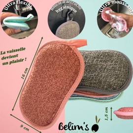 Washable Sponge Antibacterial Hygienic Reusable Double Sided Microfiber Cleaning Brush for Kitchen Bathroom