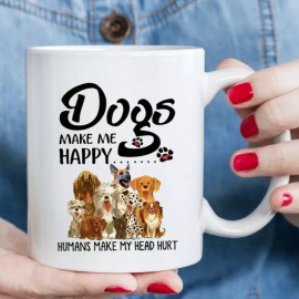 Unbranded 11oz Large Ceramic Mug with Funny Dog Illustration, Multipurpose, Holiday Gifts