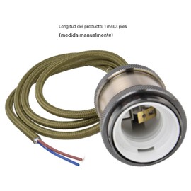 Portalámparas, E27/E26 Portalámparas con Cable Portalámparas de Luz Colgante Vintage Portalámparas Colgante de Tela Tejida Industrial para Dormitorio Enchufe de la UE 100‑240V(pátina verde)
