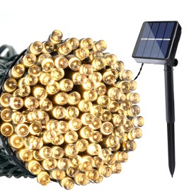Joomer Solar Christmas String Lights - 39FT 100LED 8 Lighting Modes, Waterproof Outdoor Fairy Lights for Garden, Yard, Patio, and Tree Decoration (Warm White)