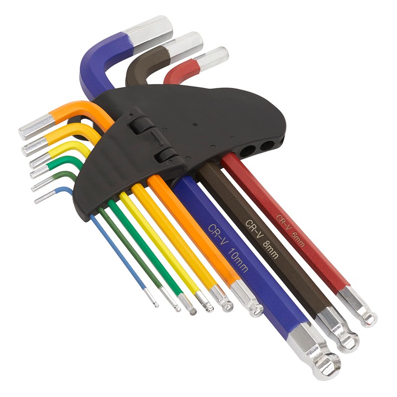 Sealey Premier 9pc Anti-Slip Long Ball-End Allen Key Hex Set