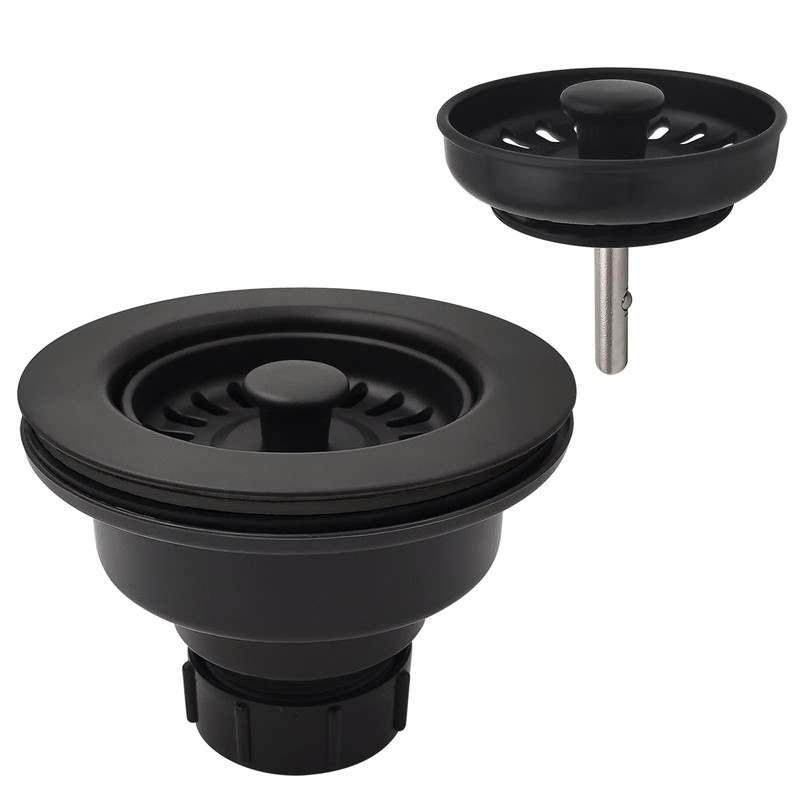 Black Polymer Drain Kitchen Sink Drain Assembly with 2 Removable