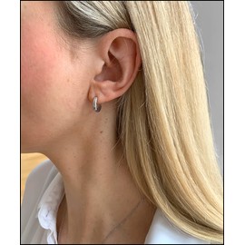 DANIEL CLIFFORD® Mia Women's Earrings 925 Silver I Hoop Earrings Made of Sterling Silver for Women I Gift for Her, Silver