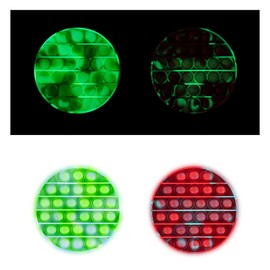 Kore. 2 Pack Glow In the Dark, Pop It Tie Dye, Non-Toxic Bubble Sensory Fidget Toy 12.8 cm, for Stress & Anxiety reliever, Use to Decompress, Play, Travel, Great for Kids, Adults, OCD, ADHD, Autism (Green, Red,, Blue, White)