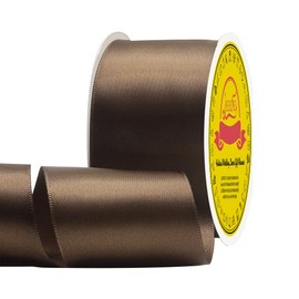 LEEQE Double Face Brown Satin Ribbon 2 inch X 25 Yards Polyester Brown Ribbon for Gift Wrapping Very Suitable for Weddings Party Invitation Decorations and More