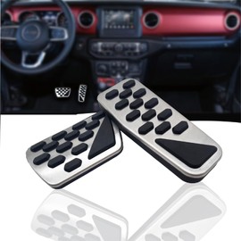 NYZAUTO Non-Slip Foot Pedal Pads Compatible with Wrangler JL 2018-up/Gladiator 2019-up,at No Drilling Aluminum Brake and Accelerator Pedal Covers