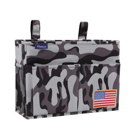 Surblue Bedside Caddy Hanging Bed Organizer Storage Bag Pocket for Bunk and Hospital Beds, College Dorm Rooms Baby Bed Rails, Wheelchair Side Bag, Camp Chiars, 4 Pockets and 2 Hooks (Small City)