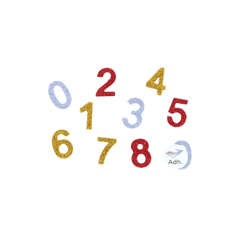 Number 0-9 EVA Foam with Glitter 22mm 60pcs