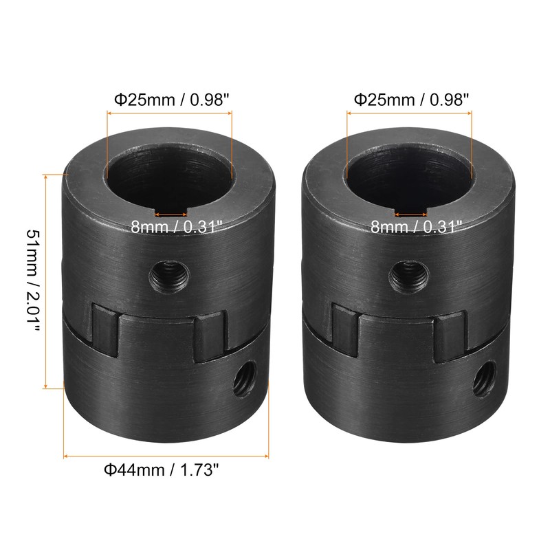 sourcing map Flexible Clutch Shaft 25mm to 25mm 51mm x