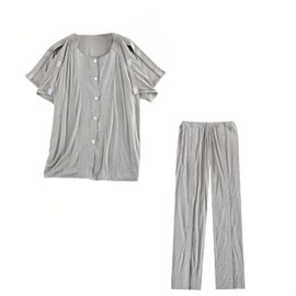 Modal Patient Gowns,Medical Care Gowns,Easy to Put on and Take Off,Suitable for Bedridden Patients,Fractures,the Elderly, Grey, X-Large