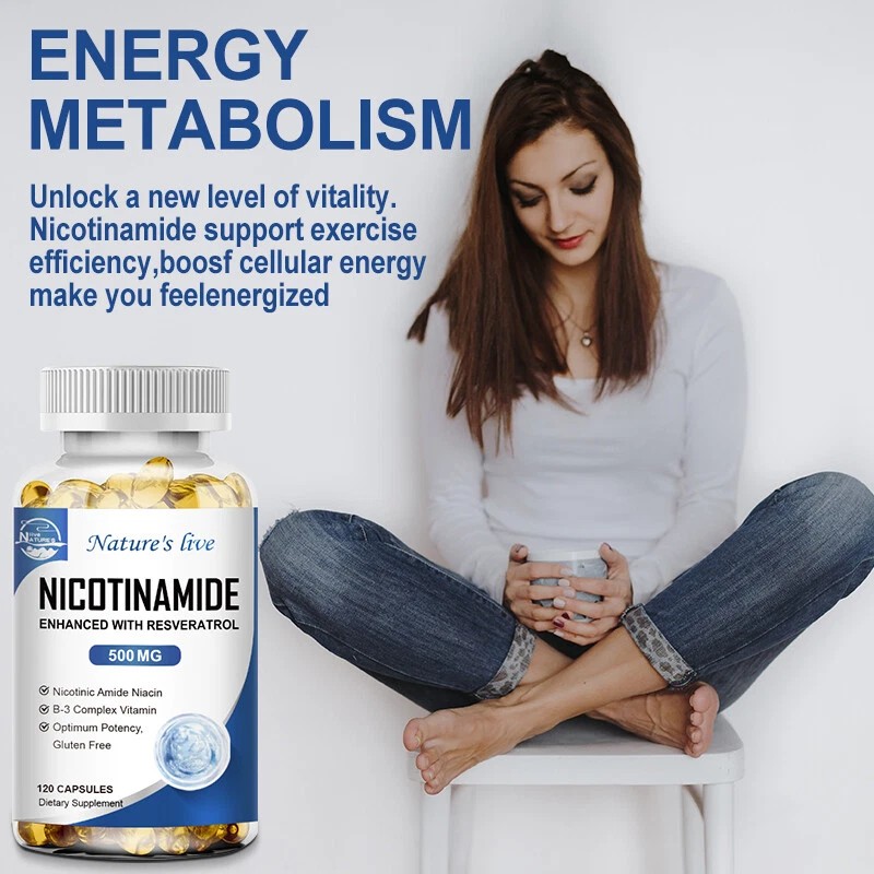 NAD Supplement - Nicotinamide 500mg Resveratrol 100mg - Anti-Aging 120