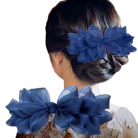 GFun Hair Ornament, Ribbon, Blue, Large Kimono, Hakama, Barrette, Clip, Hair Accessories, Graduation Ceremonies, Recitals, Yukata, Clothes