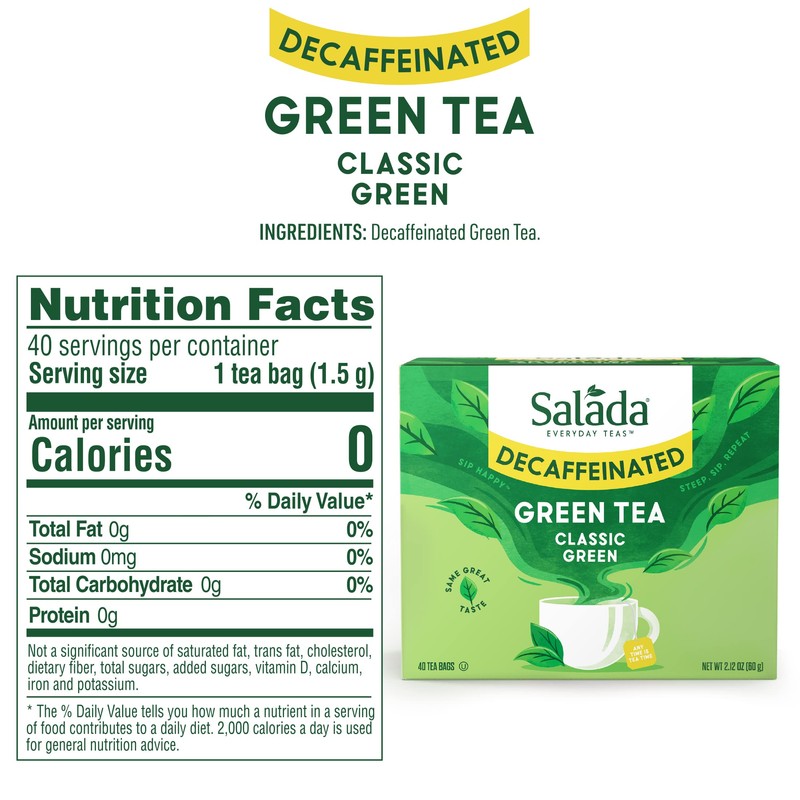 Salada Green Tea Decaffeinated with 40 Individually Wrapped Tea Bags