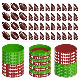 144PCS Football Party Favors 120PCS Brown Football Tattoos 24PCS Green and Brown Football Silicone Bracelets Wristbands for Football Game Touchdown Tailgate Cheerleaders Party Decoration favors