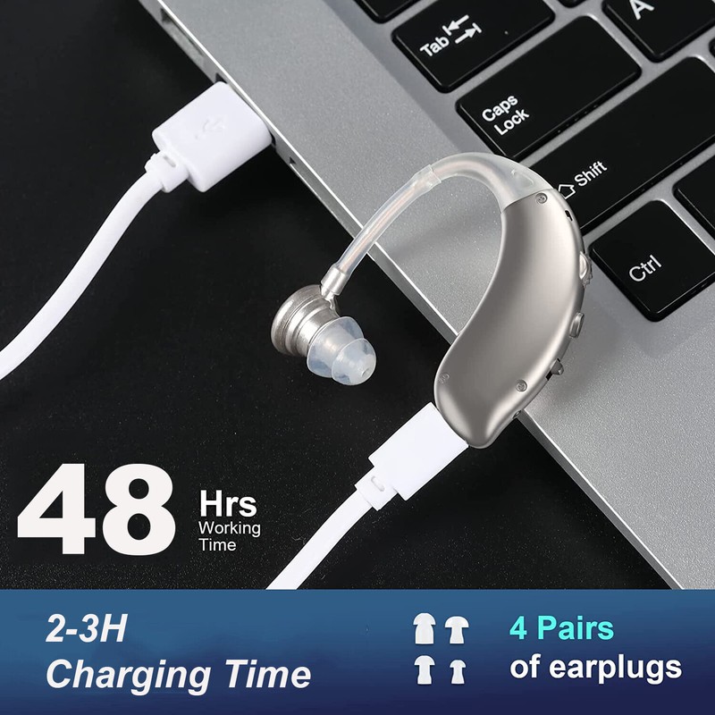 K&FCOPTEE Rechargeable Hearing Aids Seniors BTE Invisible Vioce Amplifiers Volume
