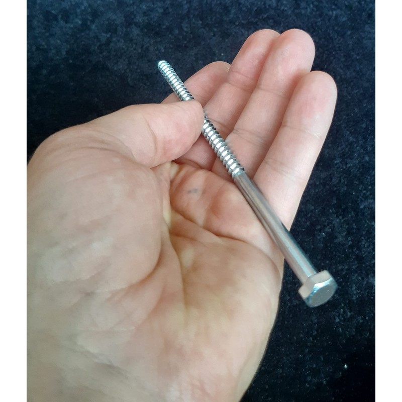 M6 Coach Screws Hex Head Width 10mm Zinc Plated Steel