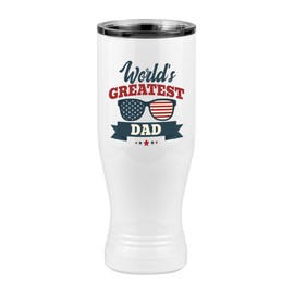 World's Greatest Dad Pilsner Tumbler with Lid, USA Gift for Father, White 20 oz Polar Camel, Stainless Steel, Vacuum Insulated