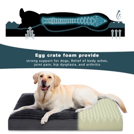 Vonabem Jumbo Dog Bed Washable with Removable Cover Waterproof, Dog Crate Beds for Jumbo XXL XL Extra Large Dogs, Soft Flannel Comfy Pet beds Anti-Slip Kennel Pad 48 inch