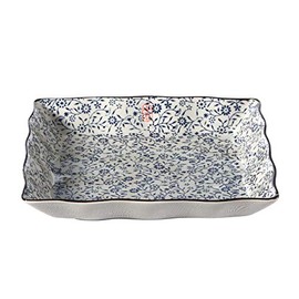 西田 (Nishida) No. 9 Square Dishes (Blue Flower Gathering/Bring Kagurazaka/Commercial Dish/和食 Charger/Plate 120029
