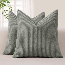 Sungeek Set of 2 Corduroy Cushion Covers, Decorative Cushion Covers, Soft Cord Cushion Cover, Decorative Cushion, Sofa Cushion, Couch Cushion, Decorative Cover, Cushion Cover for Bedroom, Living Room