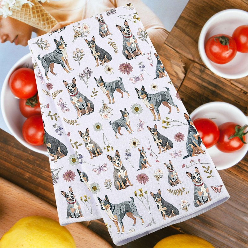JNIAP Blue Heeler Kitchen Towels Blue Heeler Gift Australian Cattle