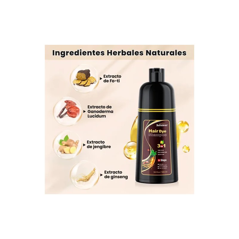 Shampoo Con Tinte Hair Dye Natural Jengibre Para Cubre Canas