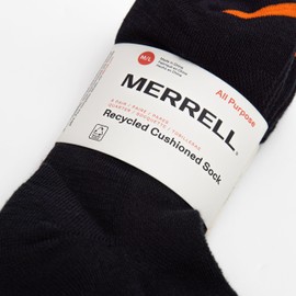 Merrell Unisex-Adult's Men's and Women's Recycled Cushioned Socks Pack-Hiking Arch Support & Moisture Management, Ankle-Black (6 Pairs), Medium-Large