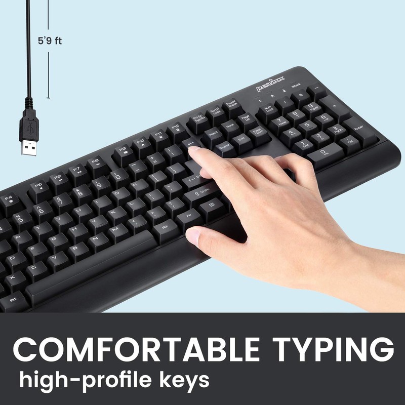 Perixx PERIBOARD-517 Wired Washable USB Keyboard, Certified with IP 65
