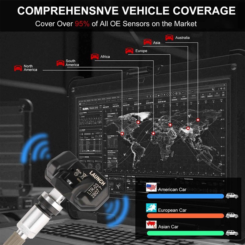 LAUNCH LTR-03 TPMS Sensor 315MHz/433MHz Dual Frequency Screw-in Metal Tire