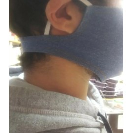 Handmade [LARGE]washed denim, cloth Face Mask neck with adjustable Closure 4 Sizes