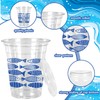 50 Pcs Blue Ocean Fish Plastic Cups with Lids and