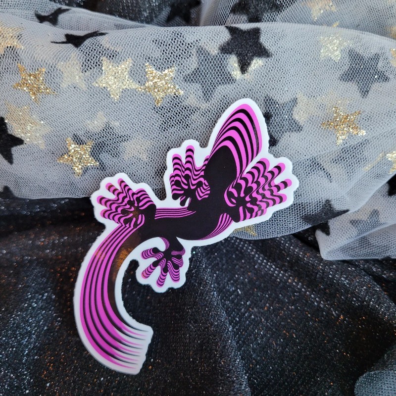 MoonlightJadeArt STKR069- PINK & BLACK LIZARD Sticker Psychedelic Lizards Reptile
