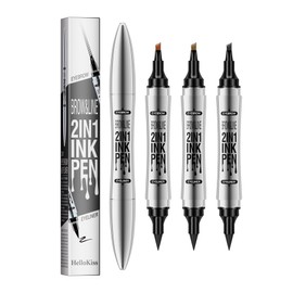 QZS 2-in-1 Microblading Eyebrow Pencil with 4 Fork Tips, Magic 3D Eyebrow Pencil with Eyeliner Make-Up Eyebrow Pencil Durable Waterproof Wipes for Beginners and Professionals