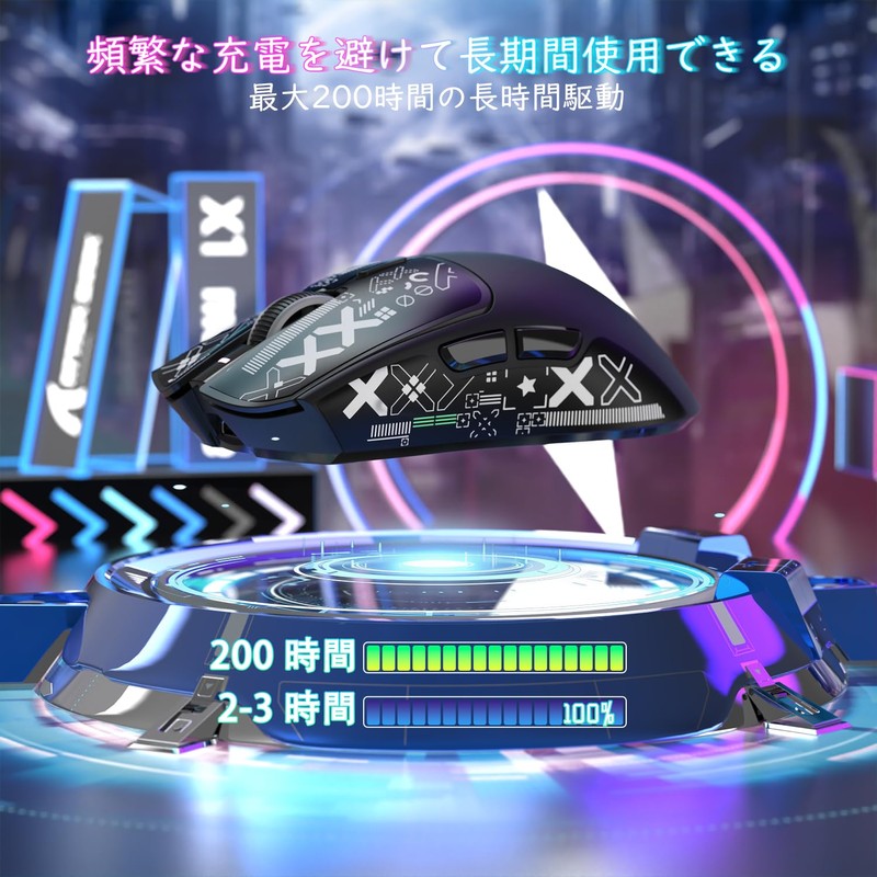 MAMBASNAKExATTACK SHARK X1 Gaming Mouse, Lightweight 49g Wireless Wired Bluetooth