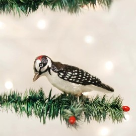 Old World Christmas Hairy Woodpecker Clip-On Blown Glass Ornament by Old World Christmas