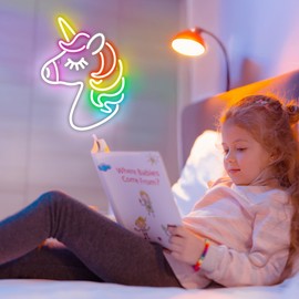 Kavaas Neon Unicorn Sign 13.8" x 10.7", LED Unicorn Neon Lights for Girls Room Office Dorms - Best Gifts for Birthday, Christmas, Unicorn Lovers, Kids