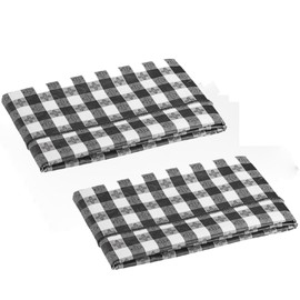 Soro Essentials- 52" x 90" Rectangle Checkered Table Cloth Vinyl Black Color Set of 2- Wipeable Spill Proof Table Covers Table Cloth Table Covers Picnic Table Covers for Indoor Outdoor Dining Parties