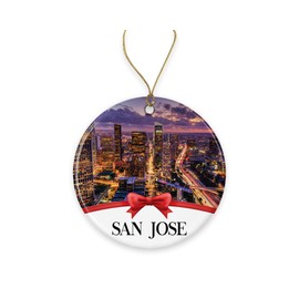 San Jose Christmas Ornament, Christmas Ornaments Travel Souvenir Collection Gift for Family, Christmas Tree Ornament City Travel, San Jose Travel Gift Xmas Holiday Printed on Both Sides