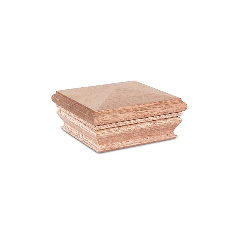 Woodway Pyramid Post Cap, fits 3.5" Post, in Premium Mahogany,
