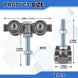 Tallew 2 Pcs 4 Wheel Silent Trolley Assembly Rollers for Use with 1-5/8" Wide and All 1-5/8" or Taller Strut Channel with M10 Bolt, Silver