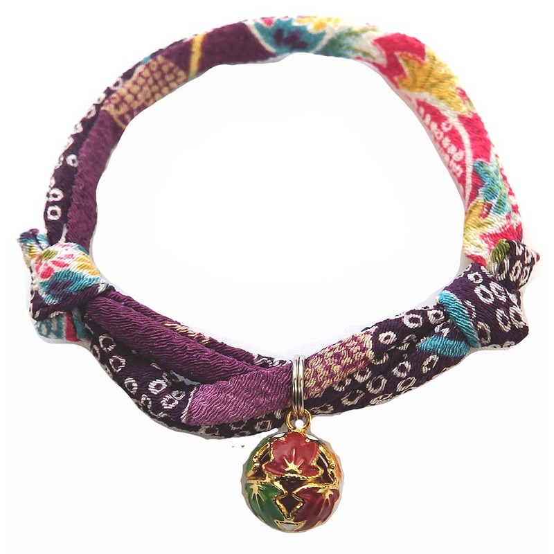 Collar: Cat Collar, Cat Bell Charm (Peony Purple, Autumn Leaves),